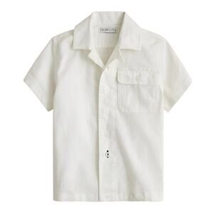 J.Crew Crewcuts Boy's Short Sleeve Linen Cotton Camp Shirt White Size 8 NWOT